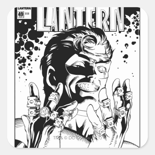 Green Lantern  - Many Rings, Black and White Square Sticker (Front)