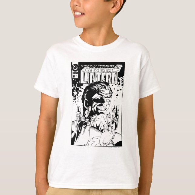 Green Lantern  - Many Rings, Black and White T-Shirt (Front)