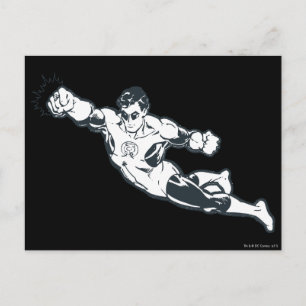 Green Lantern Punches BW Postcard