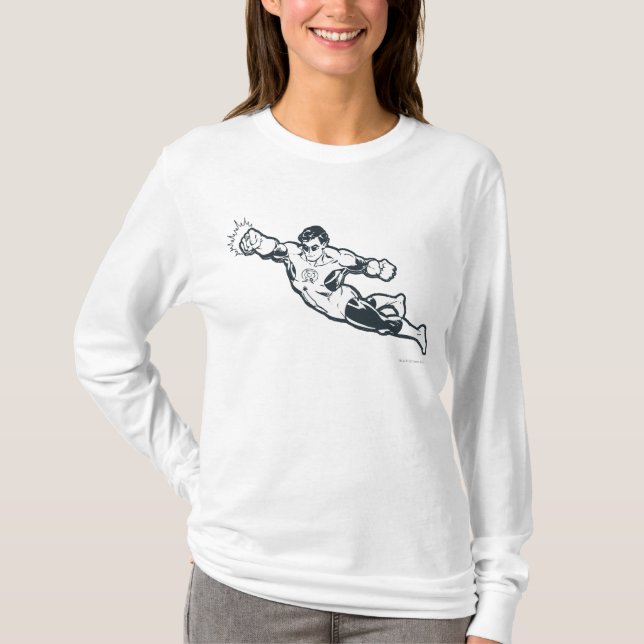 Green Lantern Punches BW T-Shirt (Front)