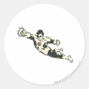 Green Lantern Punches Grunge Classic Round Sticker
