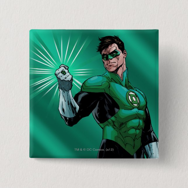 Green Lantern & Ring 15 Cm Square Badge (Front)