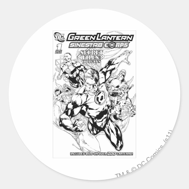 Green Lantern - Secret Files and Origins Cover, Bl Classic Round Sticker (Front)