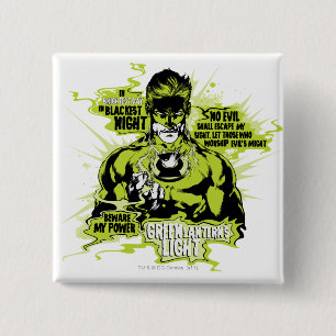 Green Lantern Text Collage - Colour 15 Cm Square Badge