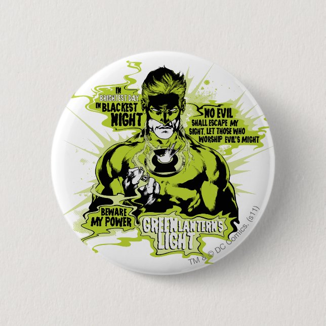 Green Lantern Text Collage - Colour 6 Cm Round Badge (Front)