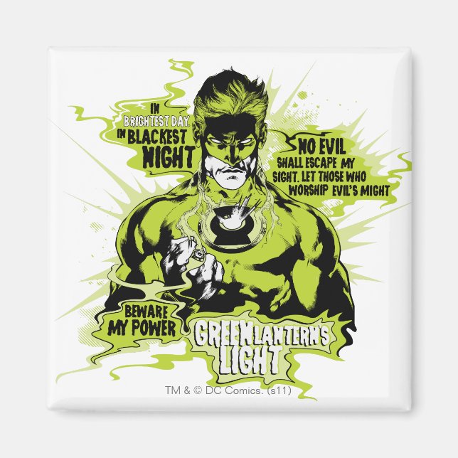 Green Lantern Text Collage - Colour Magnet (Front)