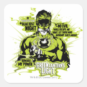 Green Lantern Text Collage - Colour Square Sticker