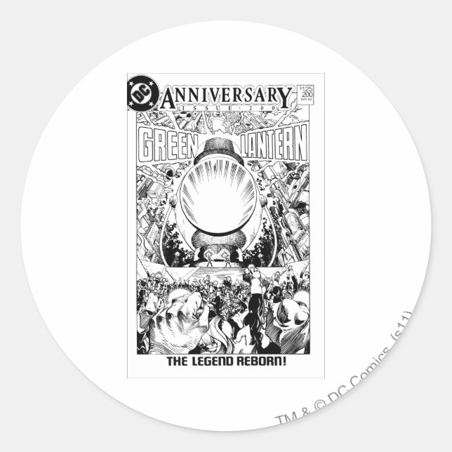 Green Lantern - The Legend Reborn, Black and White Classic Round Sticker (Front)