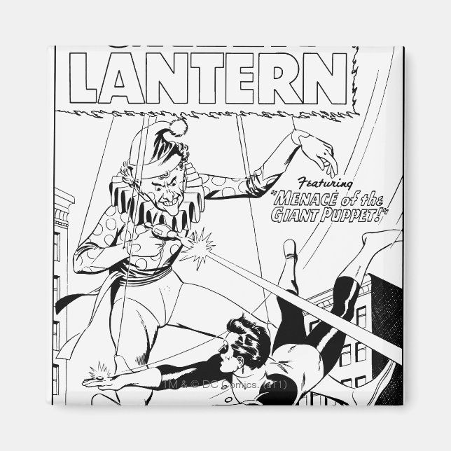 Green Lantern vs Clown, Black and White Magnet (Front)