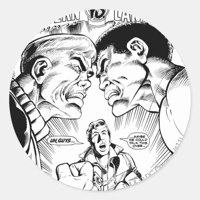 Green Lantern vs Green Lantern, Black and White Classic Round Sticker (Front)