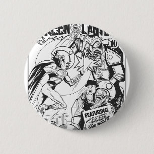 Green Lantern vs The Wizard of Odds, Black and Whi 6 Cm Round Badge