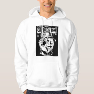 Green Lantern with cape in fight, Black and White Hoodie