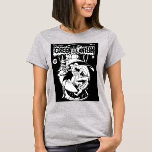 Green Lantern with cape in fight, Black and White T-Shirt