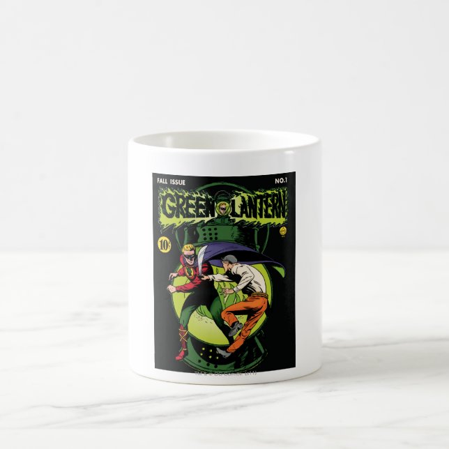 Green Lantern with cape in fight Coffee Mug (Center)