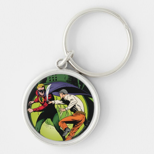 Green Lantern with cape in fight Key Ring (Front)