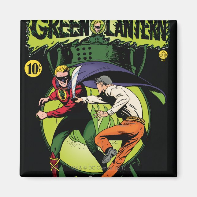 Green Lantern with cape in fight Magnet (Front)