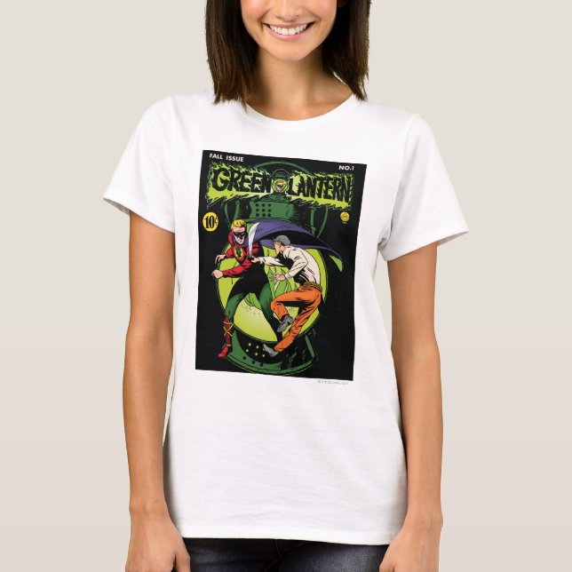 Green Lantern with cape in fight T-Shirt (Front)