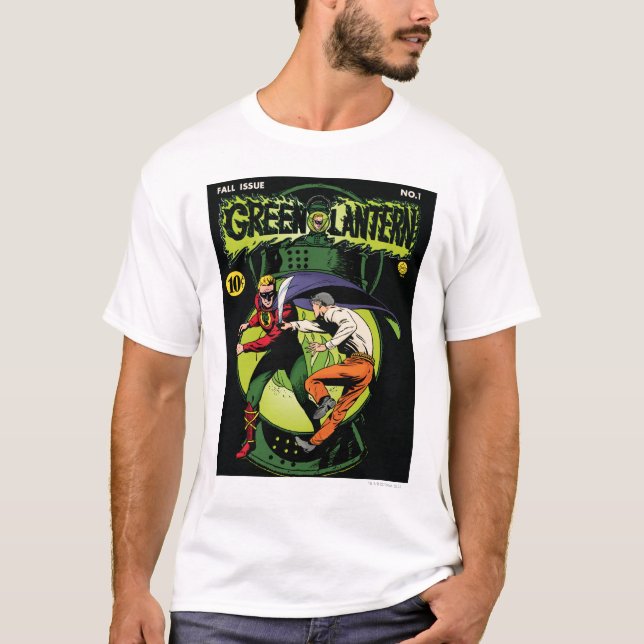 Green Lantern with cape in fight T-Shirt (Front)