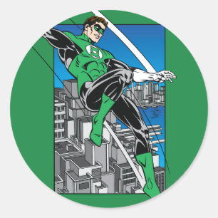 Green Lantern with City Background Classic Round Sticker