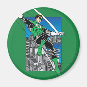 Green Lantern with City Background Magnet