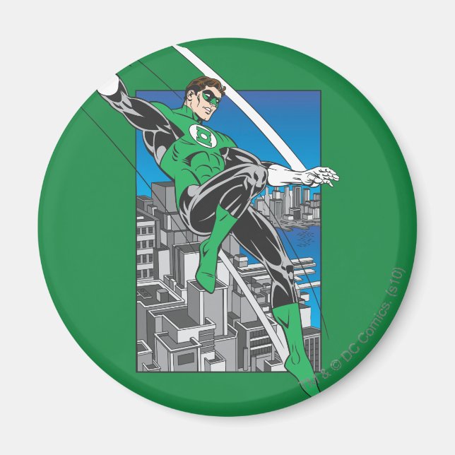 Green Lantern with City Background Magnet (Front)