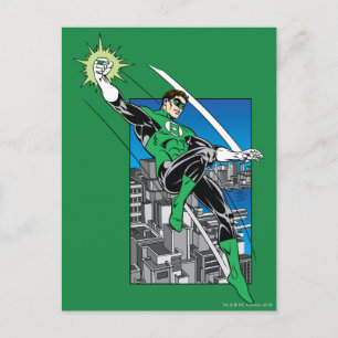 Green Lantern with City Background Postcard