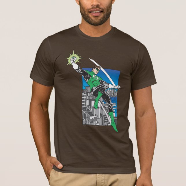 Green Lantern with City Background T-Shirt (Front)