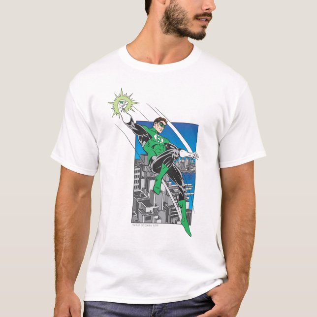 Green Lantern with City Background T-Shirt (Front)