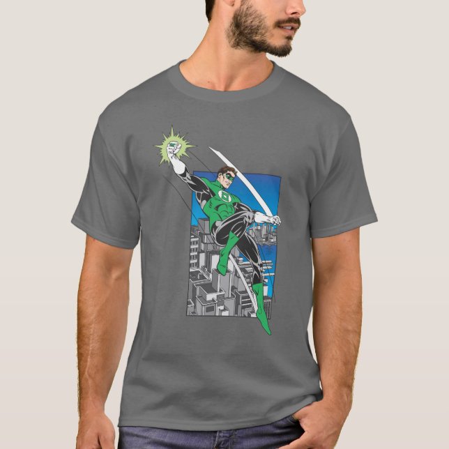 Green Lantern with City Background T-Shirt (Front)