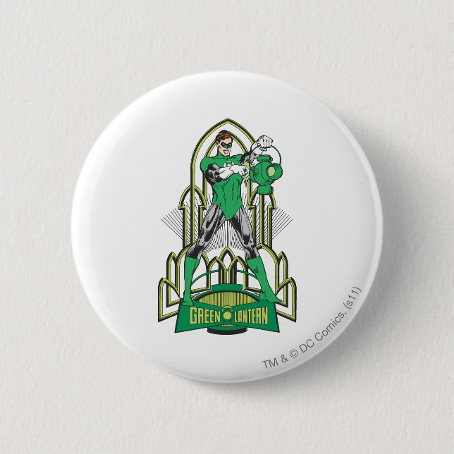 Green Lantern with Letters 6 Cm Round Badge (Front)