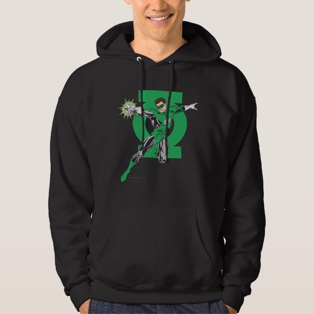 Green Lantern with Logo Background Hoodie (Front)