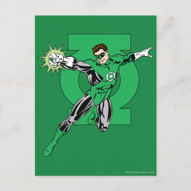 Green Lantern with Logo Background Postcard (Front)