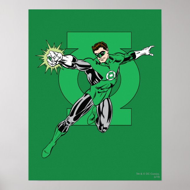 Green Lantern with Logo Background Poster (Front)