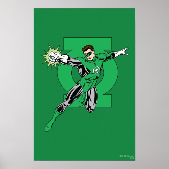 Green Lantern with Logo Background Poster (Front)