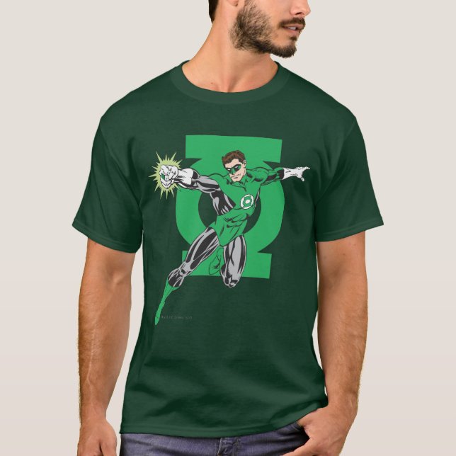 Green Lantern with Logo Background T-Shirt (Front)