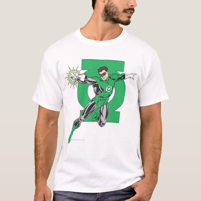 Green Lantern with Logo Background T-Shirt (Front)