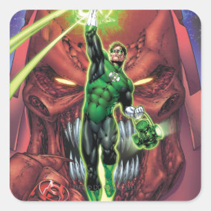 Green Lantern with stream of light - Colour Square Sticker
