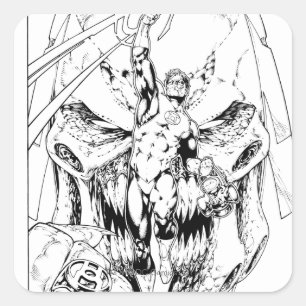 Green Lantern with stream of light Square Sticker