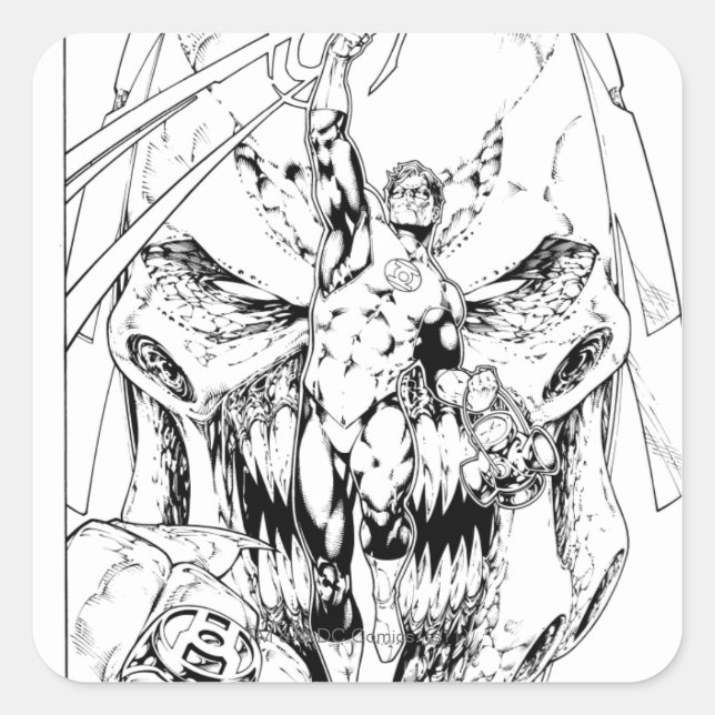 Green Lantern with stream of light Square Sticker (Front)