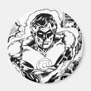Green Lanterns Flying, Black and White Magnet