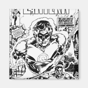 Green Lanterns Flying, Black and White Magnet