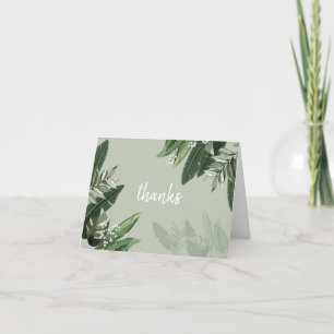 Green Large Leaf Foliage Thank You Card