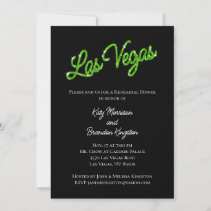 Green Las Vegas Sparkles Rehearsal Dinner Invitation