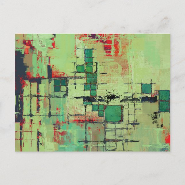 Green Lattice Abstract Art Postcard (Front)