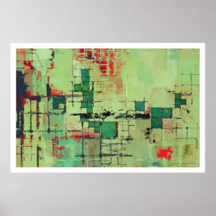 Green Lattice Abstract Art Print