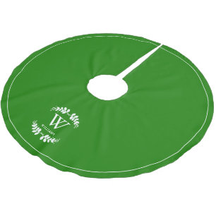 Green Laurel Family Monogram Custom Brushed Polyester Tree Skirt