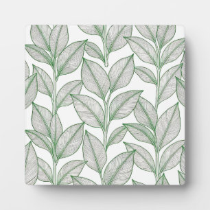 Green Laurel Leaf Botanical Pattern Plaque