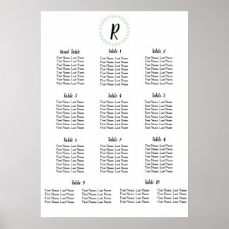 Green Laurel - Wedding Table Assignments Poster