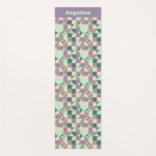 Green lavender beige geometric pattern name yoga mat