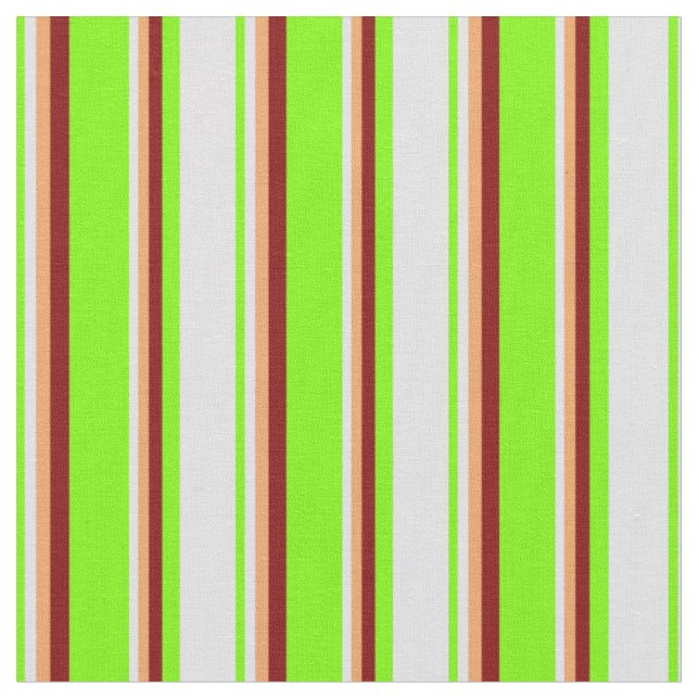 Green, Lavender, Brown & Maroon Coloured Stripes Fabric (Close Up)